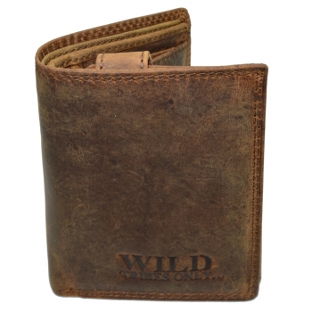 flevado Vintage Wildleder Geldbörse Voll Leder Herren Portemonnaie Hochformat RFID Safe